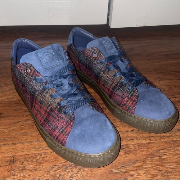 💖 GREATS Brooklyn The Royale Blue/Red Plaid Suede & Wool Sneakers - Picture 2 of 9